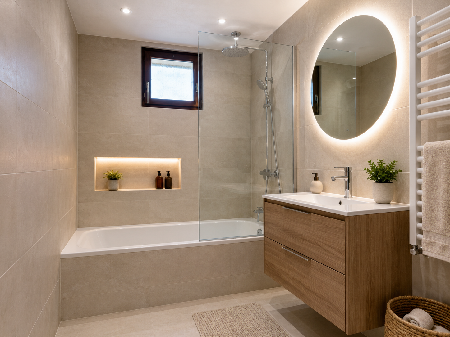 Salle de bain entièrement rénovée, moderne et lumineuse
