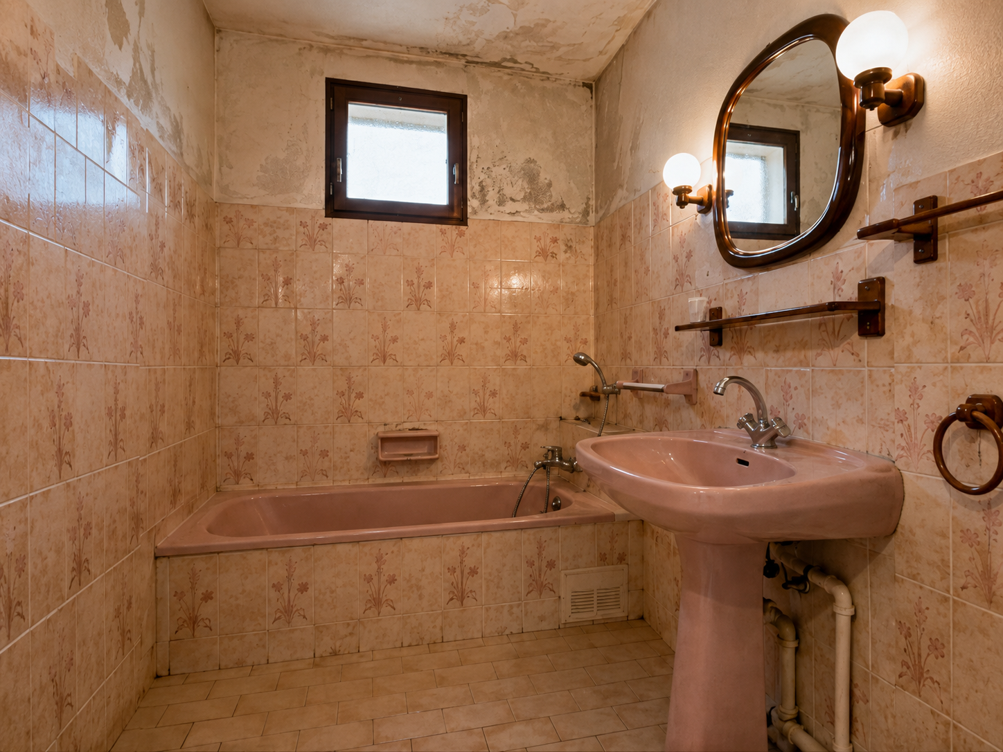 Ancienne salle de bain vétuste avant rénovation complète