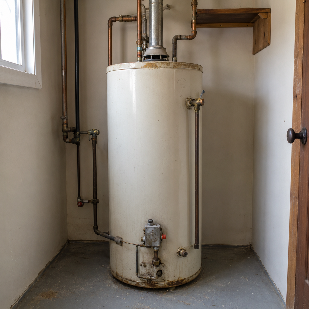 Ancien chauffe-eau rouillé et entartré avant remplacement